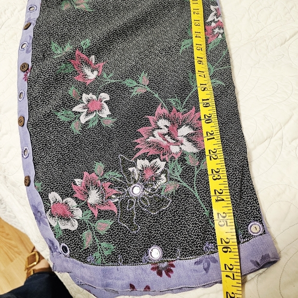 Tienda Ho Floral Patch Mirrored Purple and Black Rayon Pants Women's One Size - Picture 7 of 8